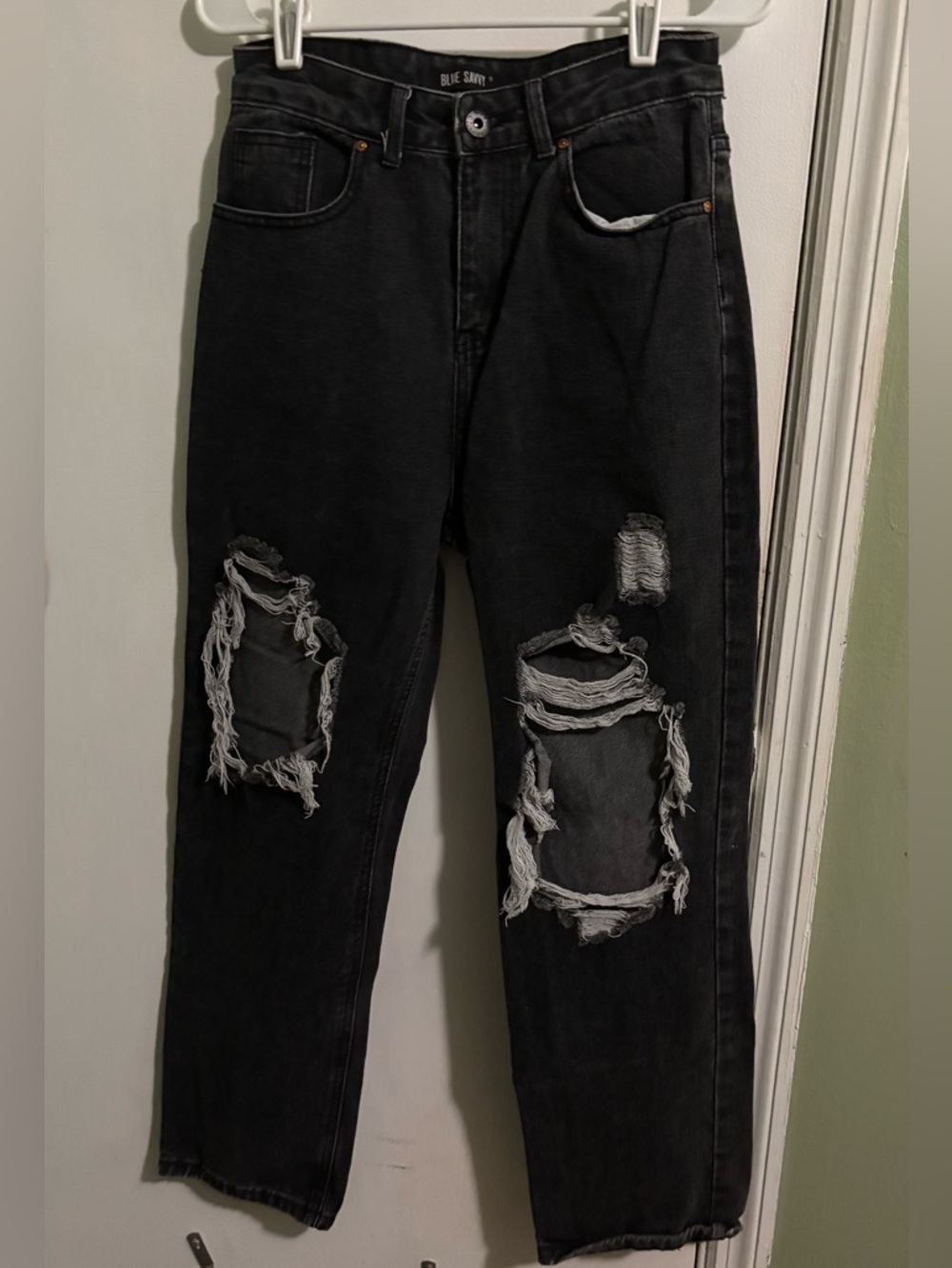 Distressed Black womens Jeans